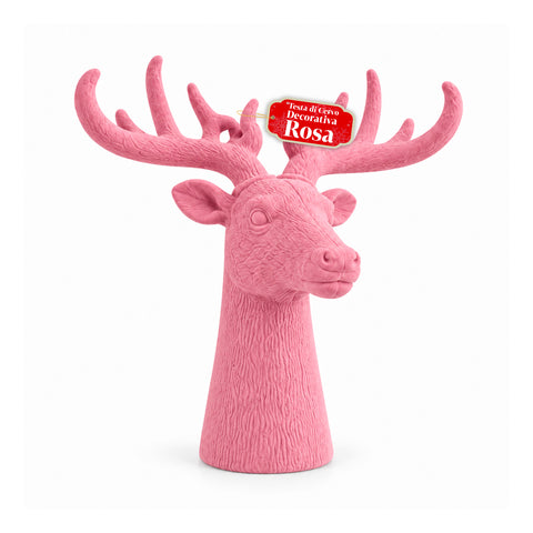 Tête de cerf décorative effet velours 32x20x28h cm | Objet décoratif au design moderne, disponible en 6 couleurs, pour la maison, le bureau et le magasin