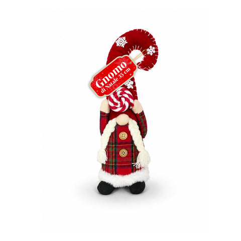 Gnomo di Natale Decorativo in Tessuto Morbido, Soprammobile Natalizio con Cappello Lungo e Fiocchi di Neve, Disponibile in 35 e 50 cm