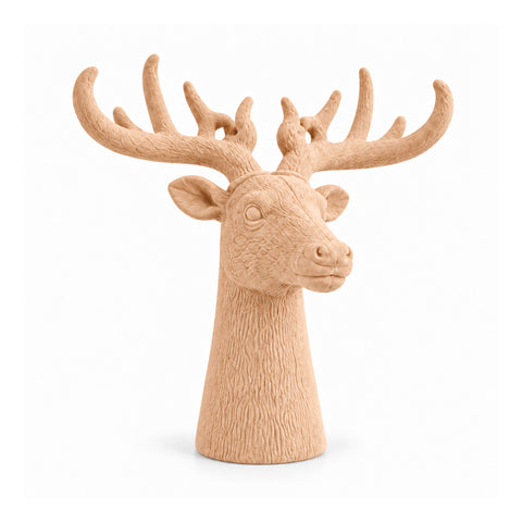 Tête de cerf décorative effet velours 32x20x28h cm | Objet décoratif au design moderne, disponible en 6 couleurs, pour la maison, le bureau et le magasin