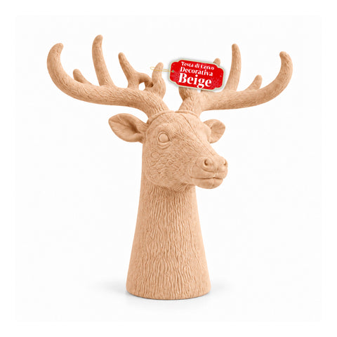 Tête de cerf décorative effet velours 32x20x28h cm | Objet décoratif au design moderne, disponible en 6 couleurs, pour la maison, le bureau et le magasin