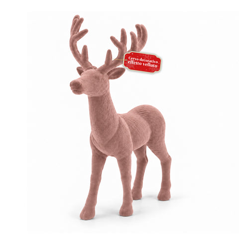 Cerf décoratif 33x44h cm effet velours, figurine de renne au design moderne pour la maison, le bureau et les vitrines, décoration de Noël, 6 variantes de couleur