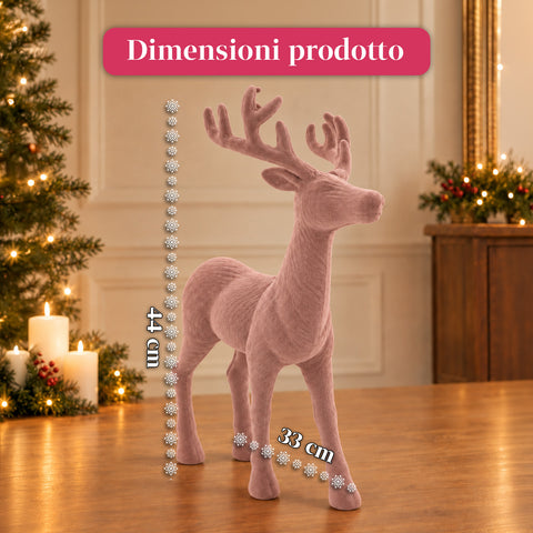 Cerf décoratif 33x44h cm effet velours, figurine de renne au design moderne pour la maison, le bureau et les vitrines, décoration de Noël, 6 variantes de couleur