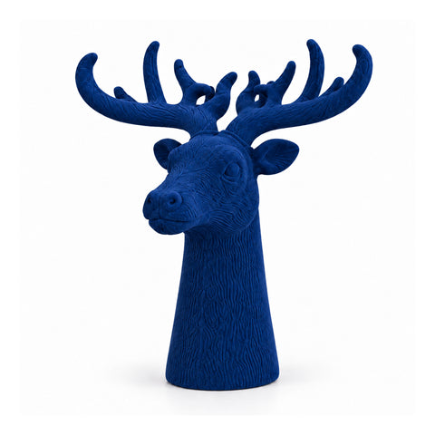 Tête de cerf décorative effet velours 32x20x28h cm | Objet décoratif au design moderne, disponible en 6 couleurs, pour la maison, le bureau et le magasin