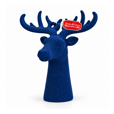 Tête de cerf décorative effet velours 32x20x28h cm | Objet décoratif au design moderne, disponible en 6 couleurs, pour la maison, le bureau et le magasin