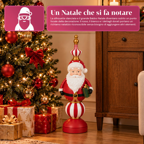Statuette de Noël de 76 cm en résine, décoration Père Noël et soldat casse-noisette, blanc ou rouge
