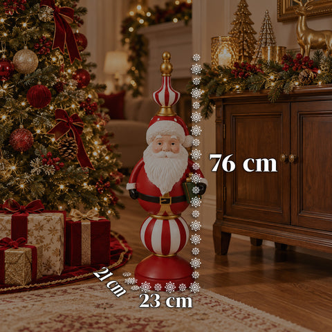 Statuette de Noël de 76 cm en résine, décoration Père Noël et soldat casse-noisette, blanc ou rouge