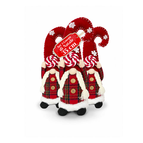 Gnomo di Natale Decorativo in Tessuto Morbido, Soprammobile Natalizio con Cappello Lungo e Fiocchi di Neve, Disponibile in 35 e 50 cm