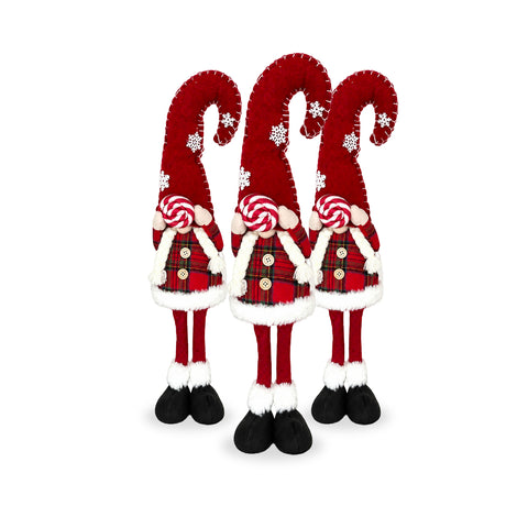 Gnomo di Natale Decorativo in Tessuto Morbido, Soprammobile Natalizio con Cappello Lungo e Fiocchi di Neve, Disponibile in 35 e 50 cm