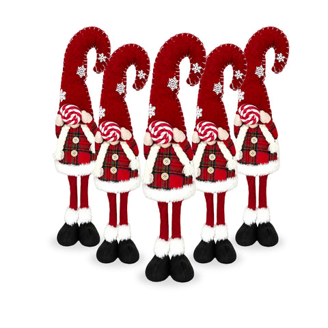 Gnomo di Natale Decorativo in Tessuto Morbido, Soprammobile Natalizio con Cappello Lungo e Fiocchi di Neve, Disponibile in 35 e 50 cm