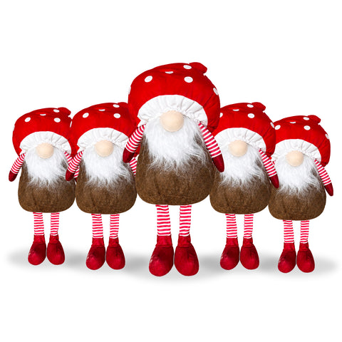 Gnomo Natalizio Fungo con Barba 50 cm, Ornamento Decorativo di Natale