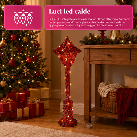 Lampada Décoration de Noël 90 cm Pailletée avec Lumières LED – 3 Couleurs