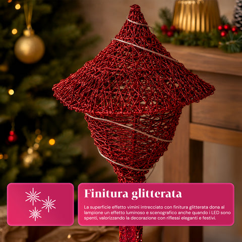 Lampada Décoration de Noël 90 cm Pailletée avec Lumières LED – 3 Couleurs