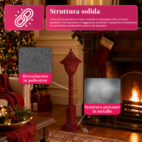 Lampada Décoration de Noël 90 cm Pailletée avec Lumières LED – 3 Couleurs