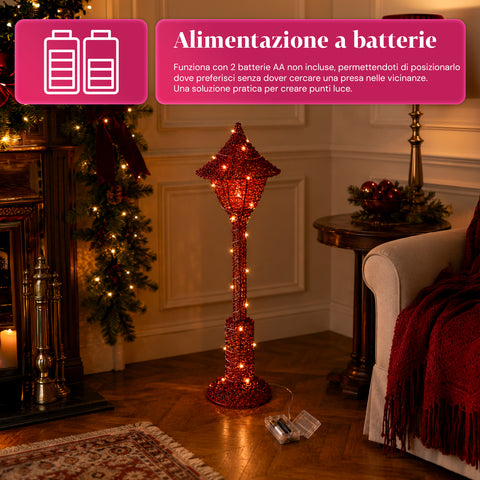 Lampada Décoration de Noël 90 cm Pailletée avec Lumières LED – 3 Couleurs