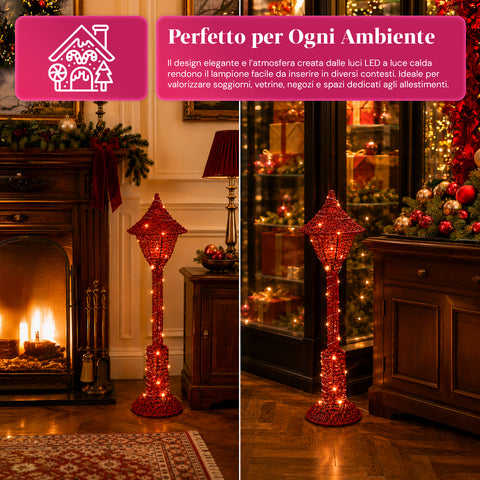 Lampada Décoration de Noël 90 cm Pailletée avec Lumières LED – 3 Couleurs