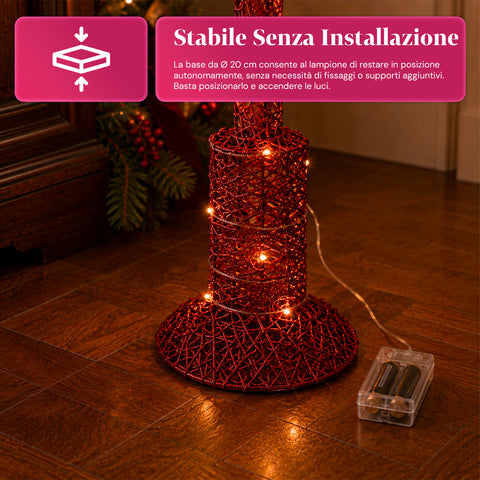 Lampada Décoration de Noël 90 cm Pailletée avec Lumières LED – 3 Couleurs