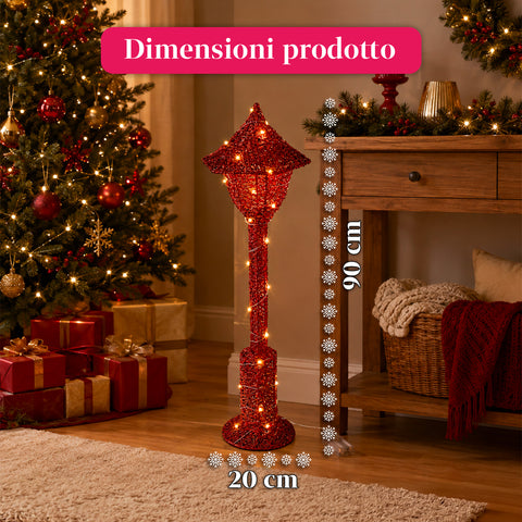Lampada Décoration de Noël 90 cm Pailletée avec Lumières LED – 3 Couleurs