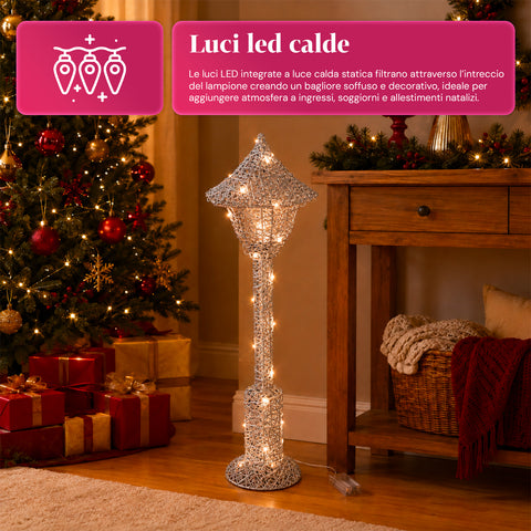 Lampada Décoration de Noël 90 cm Pailletée avec Lumières LED – 3 Couleurs