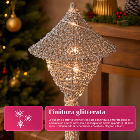 Lampada Décoration de Noël 90 cm Pailletée avec Lumières LED – 3 Couleurs