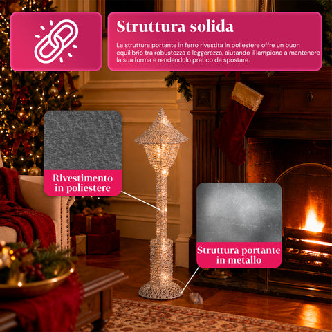 Lampada Décoration de Noël 90 cm Pailletée avec Lumières LED – 3 Couleurs
