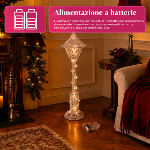 Lampada Décoration de Noël 90 cm Pailletée avec Lumières LED – 3 Couleurs