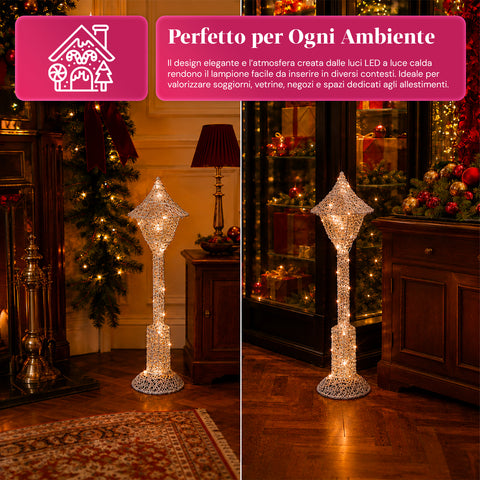 Lampada Décoration de Noël 90 cm Pailletée avec Lumières LED – 3 Couleurs