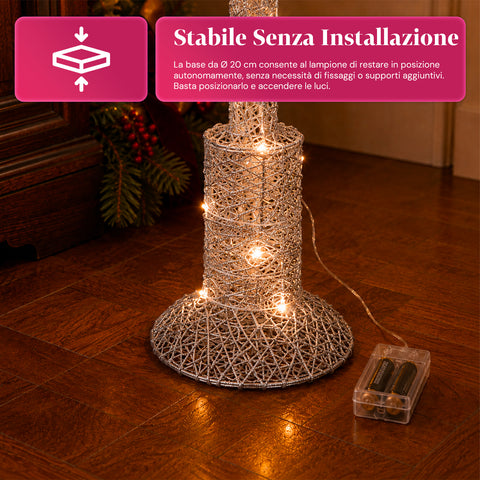 Lampada Décoration de Noël 90 cm Pailletée avec Lumières LED – 3 Couleurs