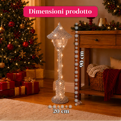 Lampada Décoration de Noël 90 cm Pailletée avec Lumières LED – 3 Couleurs