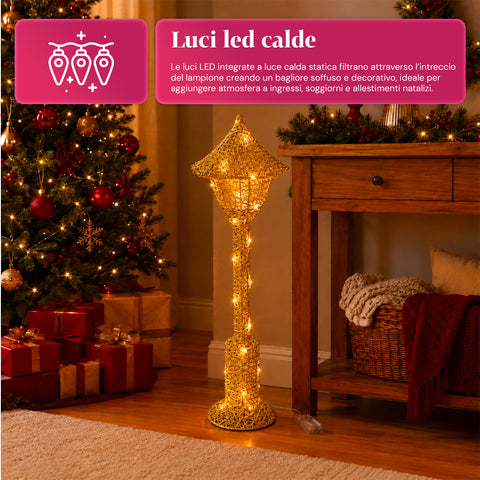 Lampada Décoration de Noël 90 cm Pailletée avec Lumières LED – 3 Couleurs