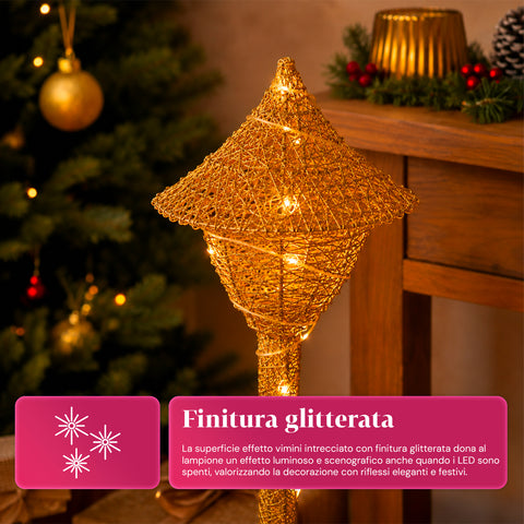 Lampada Décoration de Noël 90 cm Pailletée avec Lumières LED – 3 Couleurs