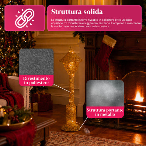 Lampada Décoration de Noël 90 cm Pailletée avec Lumières LED – 3 Couleurs
