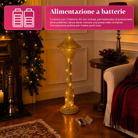 Lampada Décoration de Noël 90 cm Pailletée avec Lumières LED – 3 Couleurs