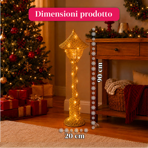 Lampada Décoration de Noël 90 cm Pailletée avec Lumières LED – 3 Couleurs