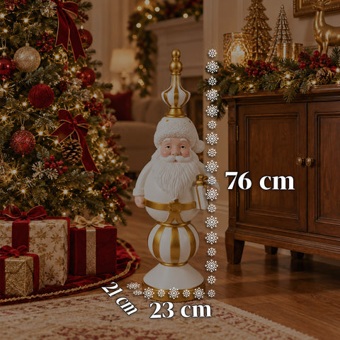 Statuette de Noël de 76 cm en résine, décoration Père Noël et soldat casse-noisette, blanc ou rouge