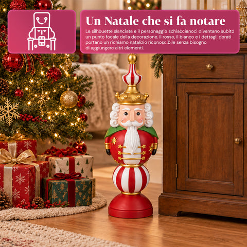 Statuette de Noël de 76 cm en résine, décoration Père Noël et soldat casse-noisette, blanc ou rouge