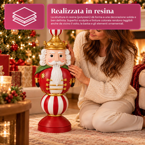 Statuette de Noël de 76 cm en résine, décoration Père Noël et soldat casse-noisette, blanc ou rouge
