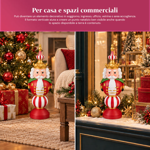 Statuette de Noël de 76 cm en résine, décoration Père Noël et soldat casse-noisette, blanc ou rouge