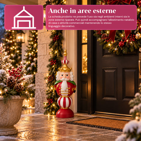 Statuette de Noël de 76 cm en résine, décoration Père Noël et soldat casse-noisette, blanc ou rouge