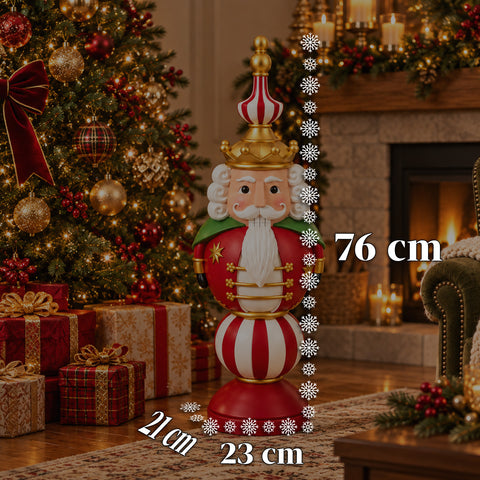 Statuette de Noël de 76 cm en résine, décoration Père Noël et soldat casse-noisette, blanc ou rouge