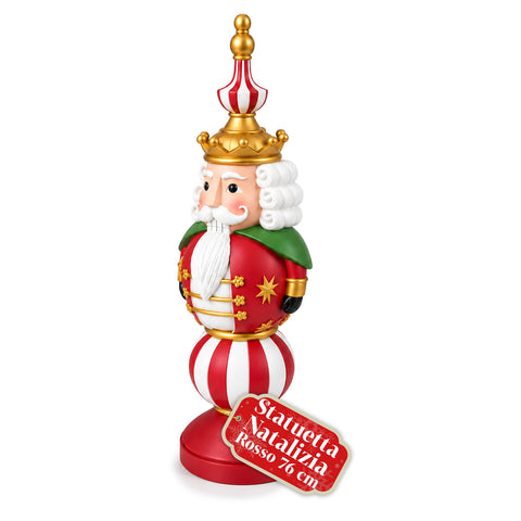 Statuette de Noël de 76 cm en résine, décoration Père Noël et soldat casse-noisette, blanc ou rouge