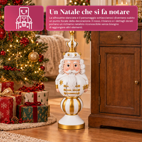 Statuette de Noël de 76 cm en résine, décoration Père Noël et soldat casse-noisette, blanc ou rouge