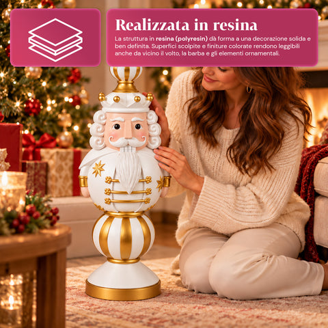 Statuette de Noël de 76 cm en résine, décoration Père Noël et soldat casse-noisette, blanc ou rouge