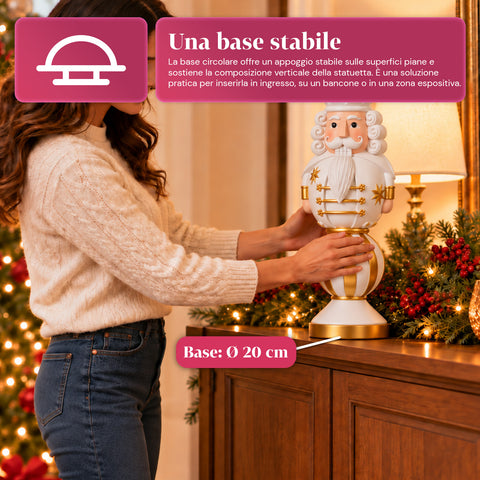 Statuette de Noël de 76 cm en résine, décoration Père Noël et soldat casse-noisette, blanc ou rouge