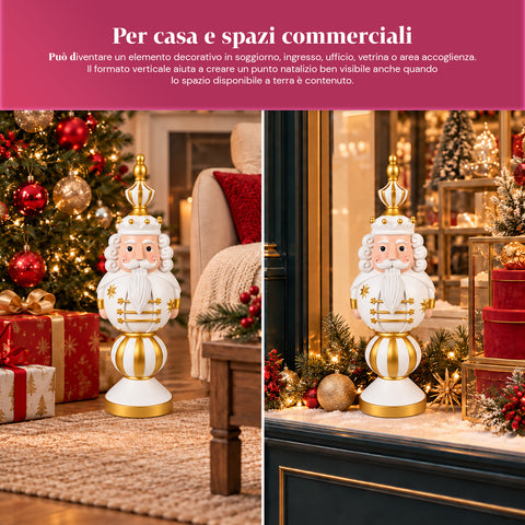 Statuette de Noël de 76 cm en résine, décoration Père Noël et soldat casse-noisette, blanc ou rouge