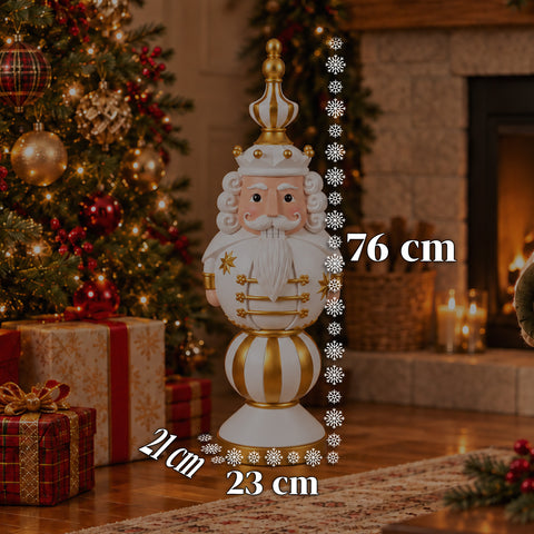 Statuette de Noël de 76 cm en résine, décoration Père Noël et soldat casse-noisette, blanc ou rouge