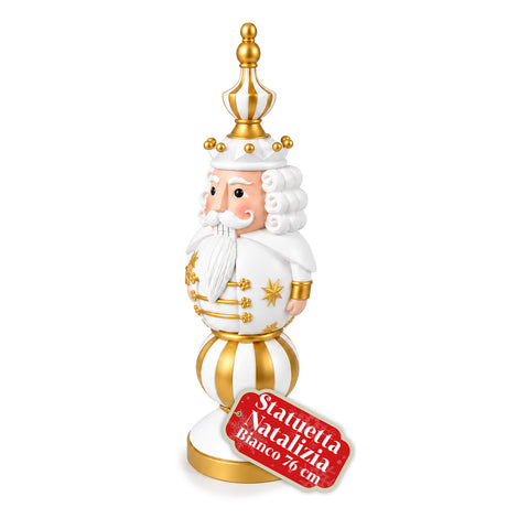 Statuette de Noël de 76 cm en résine, décoration Père Noël et soldat casse-noisette, blanc ou rouge