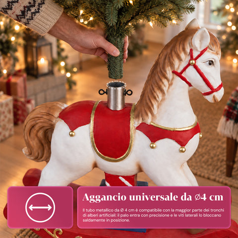 Socle décoratif pour sapin de Noël, 10 motifs, en fer et magnésium, fixation universelle, pour sapins jusqu’à 210 cm, 2 modèles avec lumières LED