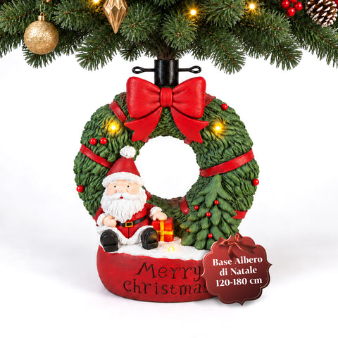Socle décoratif pour sapin de Noël, 10 motifs, en fer et magnésium, fixation universelle, pour sapins jusqu’à 210 cm, 2 modèles avec lumières LED