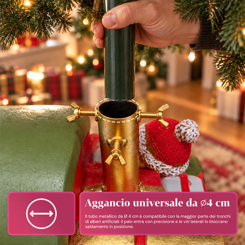 Socle décoratif pour sapin de Noël, 10 motifs, en fer et magnésium, fixation universelle, pour sapins jusqu’à 210 cm, 2 modèles avec lumières LED