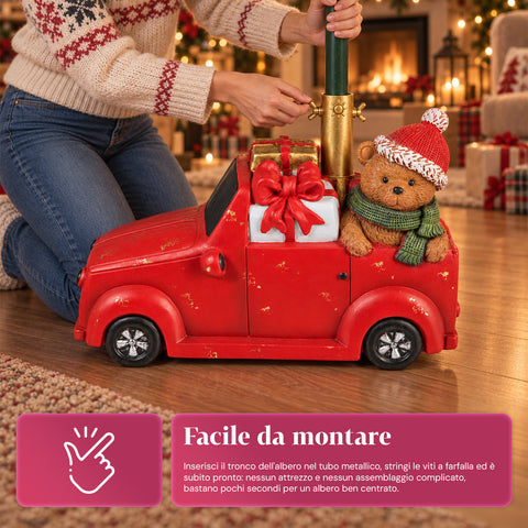 Socle décoratif pour sapin de Noël, 10 motifs, en fer et magnésium, fixation universelle, pour sapins jusqu’à 210 cm, 2 modèles avec lumières LED